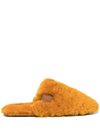 LOEWE LOGO-PATCH FAUX-SHEARLING SLIPPERS