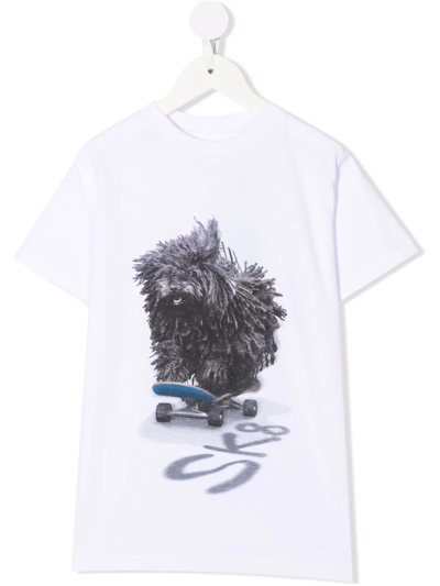 Molo Kids' Skateboard-print T-shirt In White