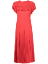 PHILOSOPHY DI LORENZO SERAFINI PLEATED-HEM RUFFLE-TRIM DRESS