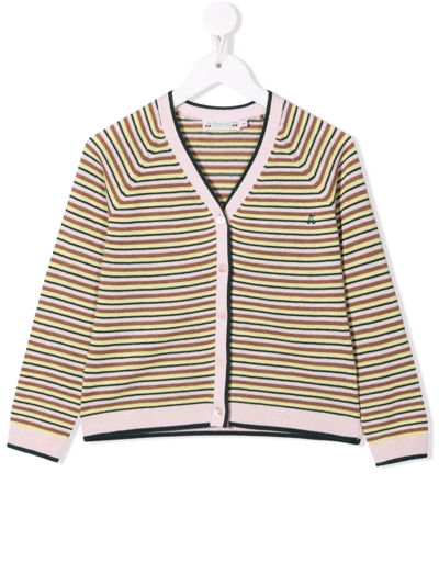 Bonpoint Kids' Apparent Striped Cardigan In Pink
