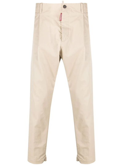 Dsquared2 Cropped Tapered Chinos In Neutrals