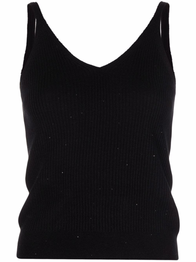 Max & Moi Sleeveless Knitted Top In Black