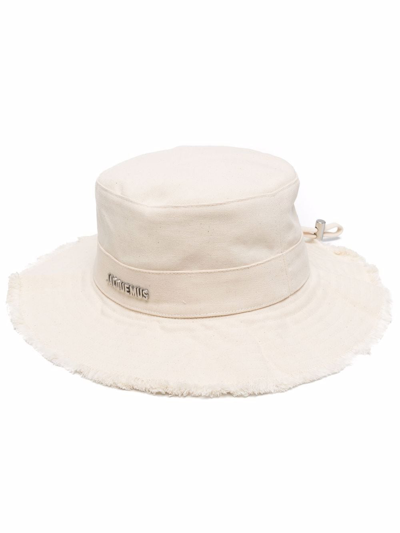 Jacquemus Cotton Logo-plaque Sun Hat In Neutrals