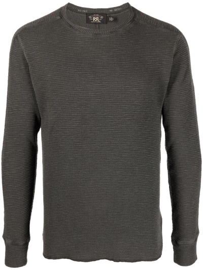 Ralph Lauren Rrl Waffle-knit Cotton Jumper In Grey