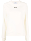 Msgm Logo Printed Crewneck Sweatshirt In Neutrals