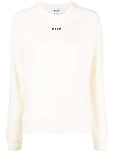 Msgm Logo-print Sweatshirt In Neutrals