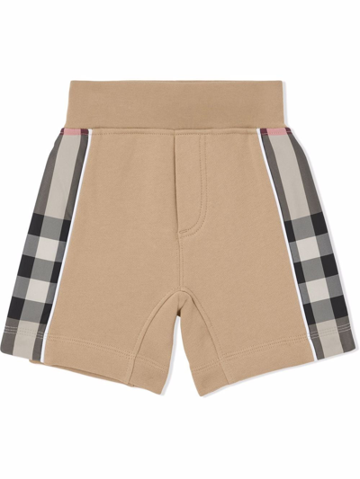 Burberry Beige Short For Baby Boy With Checked Details