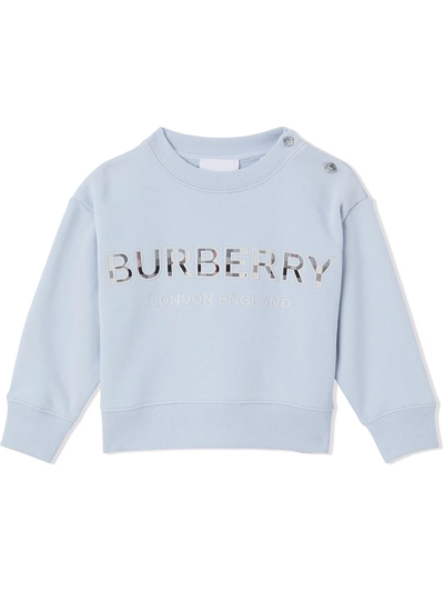 Burberry Babies' Embroidered Logo Relaxed Sweatshirt In Blue