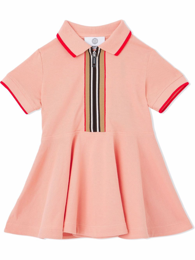 Burberry Kids Icon Stripe-detail Polo Dress (6-24 Months) In Pink