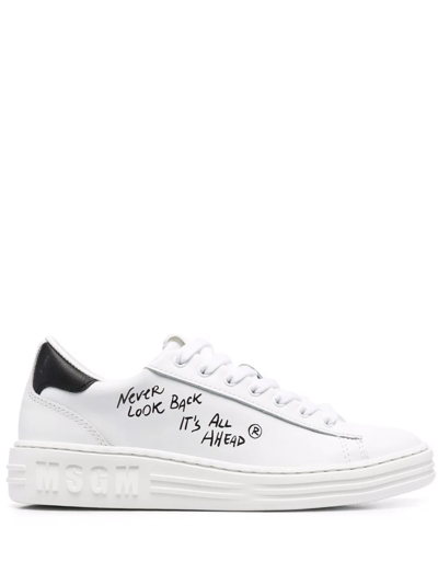 Msgm Low-top Slogan Trainers In White