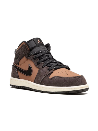 Jordan Air  1 Mid Se Big Kids' Shoes In Dark Chocolate,archaeo Brown,black,crimson Bliss