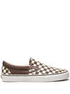 Vans Classic Slip-on Checkerboard Sneakers In Burgundy-brown In Brown