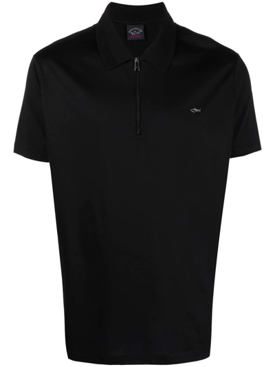 Paul & Shark Zip-fastening Polo Shirt In Black