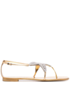 Giuseppe Zanotti Crystal-embellished T-bar Sandals In Silver