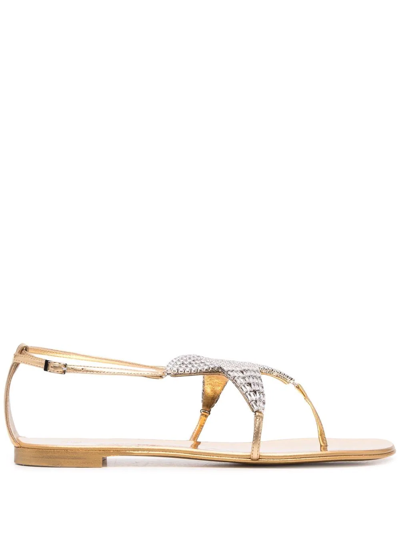 Giuseppe Zanotti Crystal-embellished T-bar Sandals In Pink