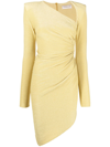 Alexandre Vauthier Metallic-sheen Asymmetric Fitted Dress In Yellow