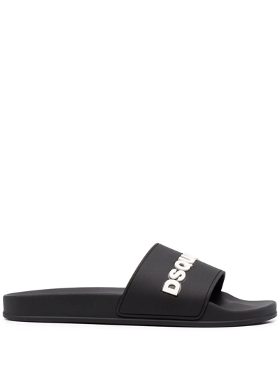 Dsquared2 Embossed Logo Detail Slides In Black