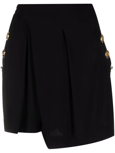 Balmain Draped Crepe Shorts In 0pa Nero