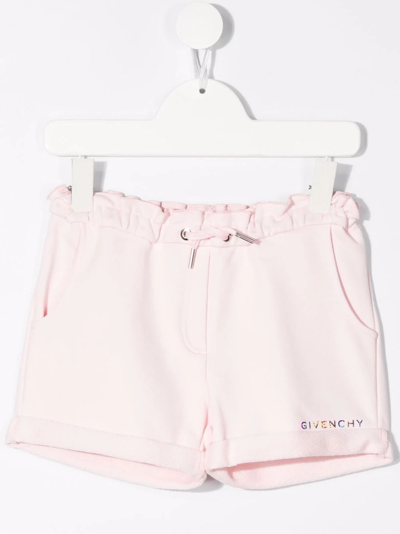 Givenchy Kids' Logo Drawstring Shorts In Pink