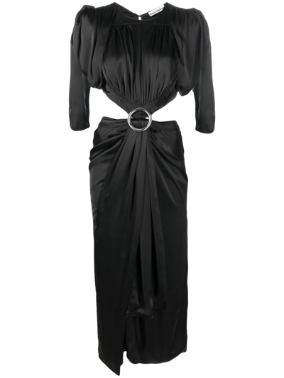 Paco Rabanne Embellished Cutout Satin Midi Dress In Black