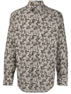 Tom Ford Grey & Taupe Floral Print Shirt In Brown