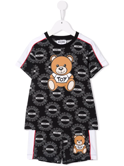 Moschino Kids' Teddy Bear Shorts Set In Black