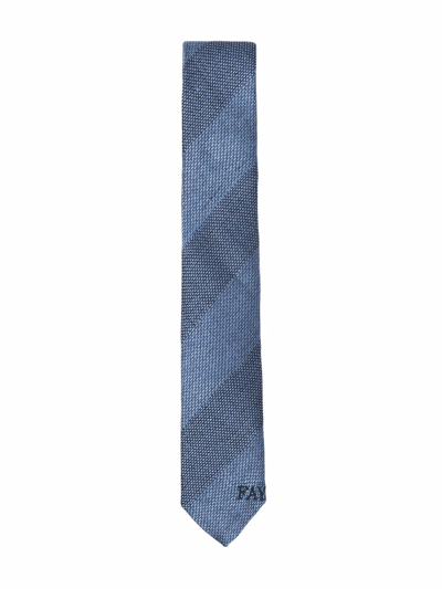 Fay Babies' Logo-embroidered Striped Tie In Blue