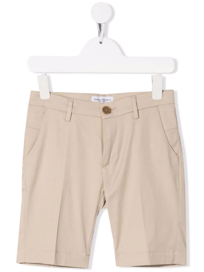 Paolo Pecora Kids' Mid-rise Chino Shorts In Neutrals