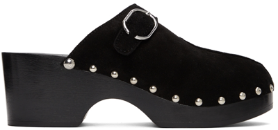 Paco Rabanne Embellished Suede Clogs In Black