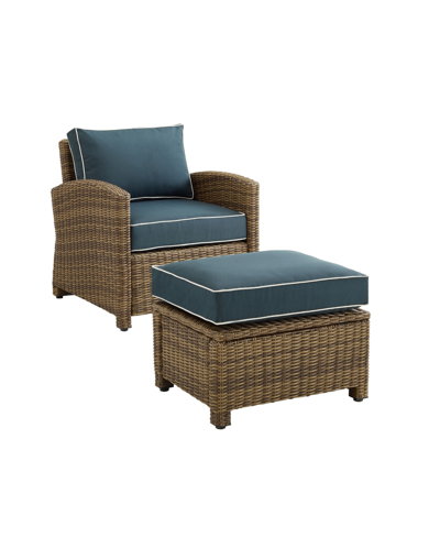 Crosley Bradenton Outdoor Wicker Chair Set, 2 Piece In Navy