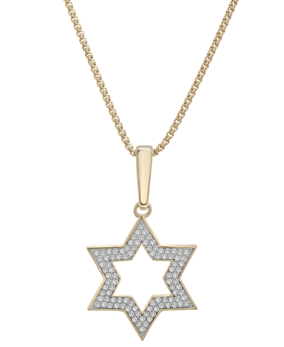 Macy's Men's Diamond Star Of David 22" Pendant Necklace (1/2 Ct. T.w.) In Gold Over Silver