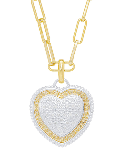 Macy's Women's Diamond Accent Heart Paperclip Necklace In Gold