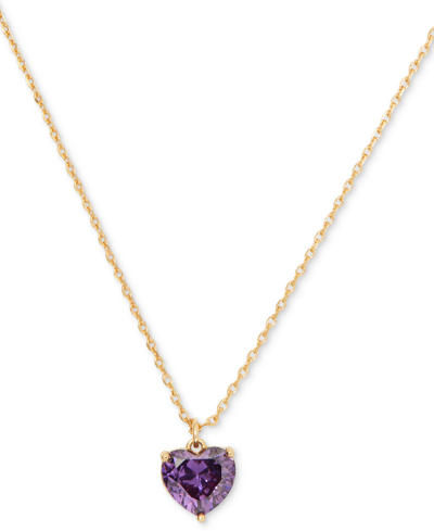 Kate Spade Gold-tone Birthstone Heart Pendant Necklace, 16" + 3" Extender In Purple