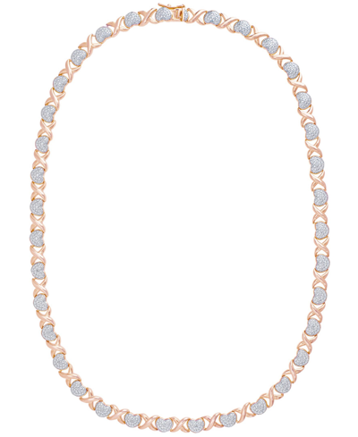 Macy's Women's Diamond Accent Heart Necklace In Rose-gold