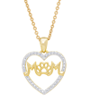 Macy's Women's Diamond Accent 'mom' Paw Heart Pendant Necklace In Gold
