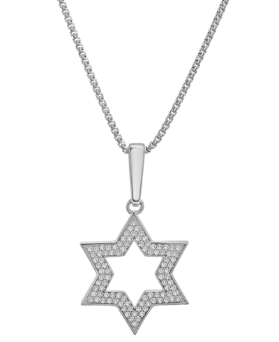 Macy's Men's Diamond Star Of David 22" Pendant Necklace (1/2 Ct. T.w.) In Silver