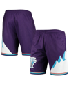 MITCHELL & NESS MEN'S MITCHELL NESS PURPLE UTAH JAZZ 1996 HARDWOOD CLASSICS 75TH ANNIVERSARY SWINGMAN SHORTS