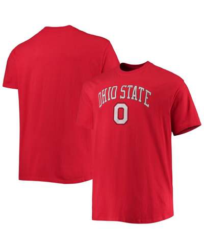 CHAMPION MEN'S CHAMPION SCARLET OHIO STATE BUCKEYES BIG AND TALL ARCH OVER WORDMARK T-SHIRT