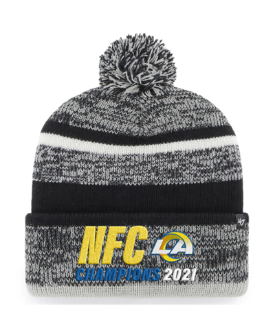 47 Brand Men's ' Heathered Black Los Angeles Rams 2021 Nfc Champions Northward Cuffed Pom Knit Hat