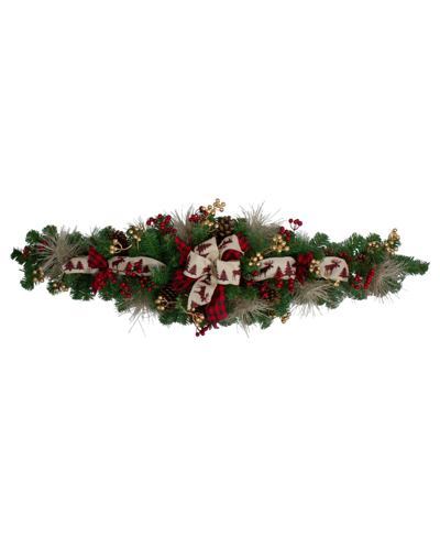 Northlight 52" Berries And Bows Unlit Artificial Christmas Swag In Green