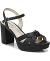 Lifestride Lucky Block Heel Platform Sandal In Black Metallic Fabric