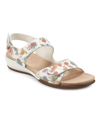 Easy Spirit Women's Hartwell Square Toe Casual Flat Sandals Women's Shoes In White Floral Multi
