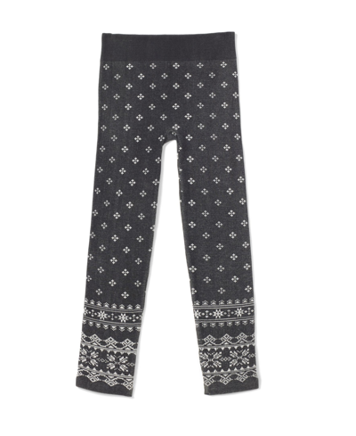 Hue Kids' Big Girls Fairisle Seamless Leggings In Black Heather