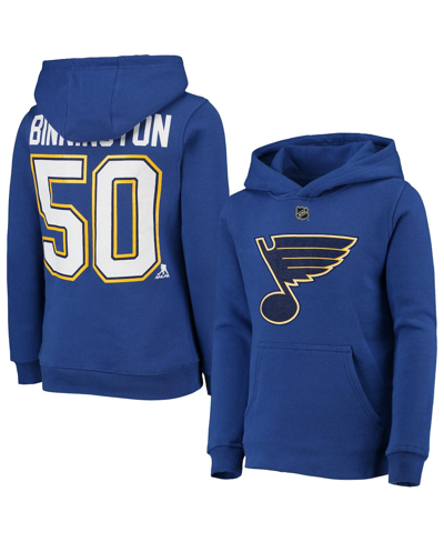 Outerstuff Youth Boys Jordan Binnington Blue St. Louis Blues Player Name And Number Hoodie