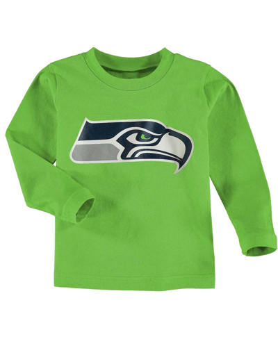 Outerstuff Preschool Boys And Girls Neon Green Seattle Seahawks Team Logo Long Sleeve T-shirt In Lime