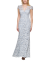 Eliza J Scalloped-edge Lace Gown In Sky