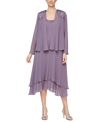 Sl Fashions 2-pc. Jacket & Embellished Midi Dress Set In Icy Orchid