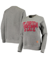 PRESSBOX WOMEN'S PRESSBOX HEATHERED GRAY FLORIDA STATE SEMINOLES MOOSE APPLIQUE QUILTED PULLOVER SWEATSHIRT