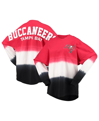 Fanatics Women's  Branded Red, Black Tampa Bay Buccaneers Ombre Long Sleeve T-shirt In Red/black