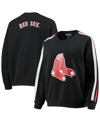 THE WILD COLLECTIVE WOMEN'S THE WILD COLLECTIVE BLACK BOSTON RED SOX PERFORATED LOGO PULLOVER SWEATSHIRT